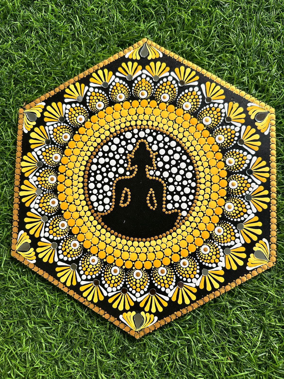 Hexagonal Burgundy Mandala with Om Symbol